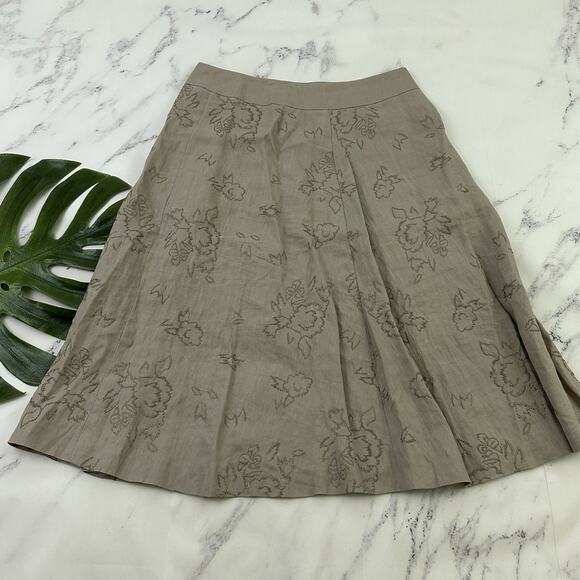 Ailleurs Womens Wrap Skirt Size 10 Taupe Gray Embroidered Floral A-Line - Picture 7 of 10